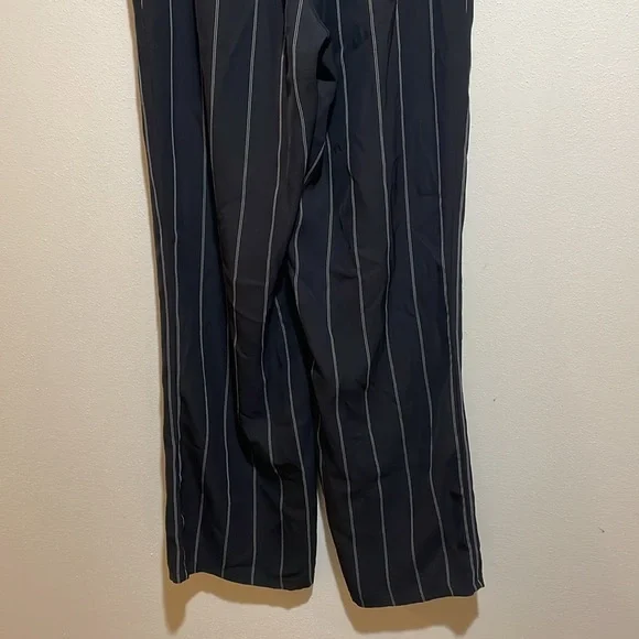 Anine Bing Isabella Pinstripe Pants Drawstring Pull On Black Stripe Size Medium - Picture 12 of 16